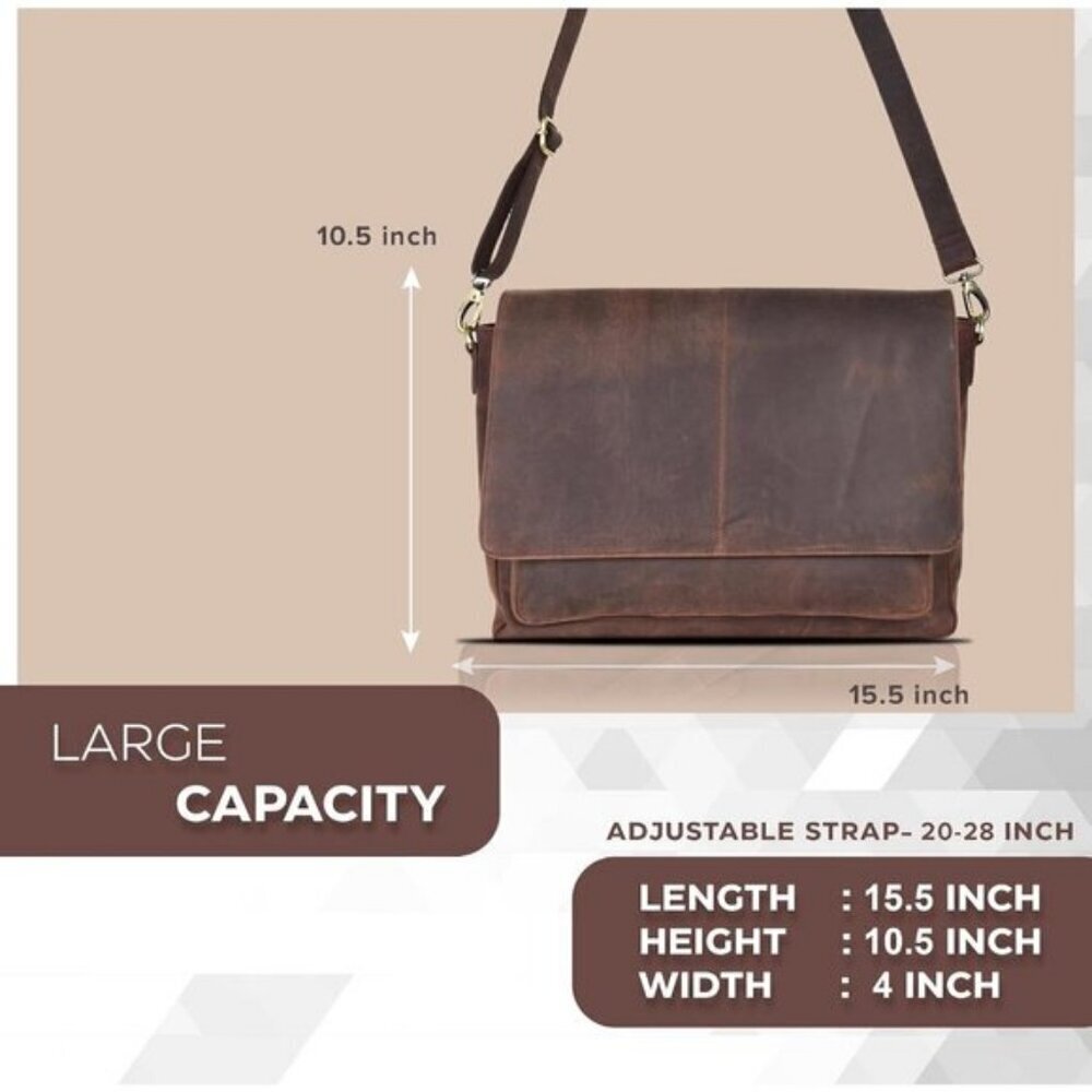 🆕Men and Women Wood Oak Leathers Laptop Briefcase Messenger Bag - Picture 9 of 9